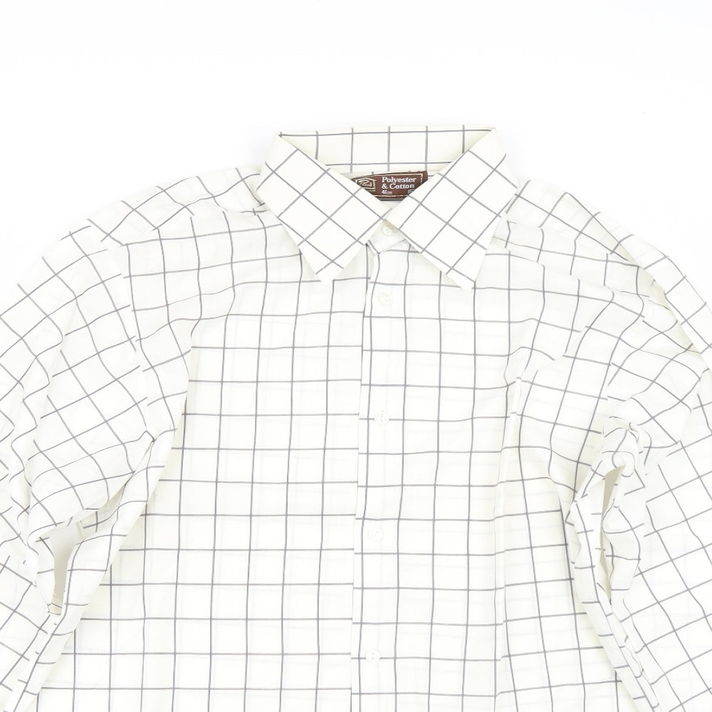 Prova Mens White Check   Dress Shirt Size 16