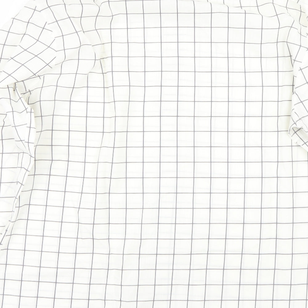 Prova Mens White Check   Dress Shirt Size 16