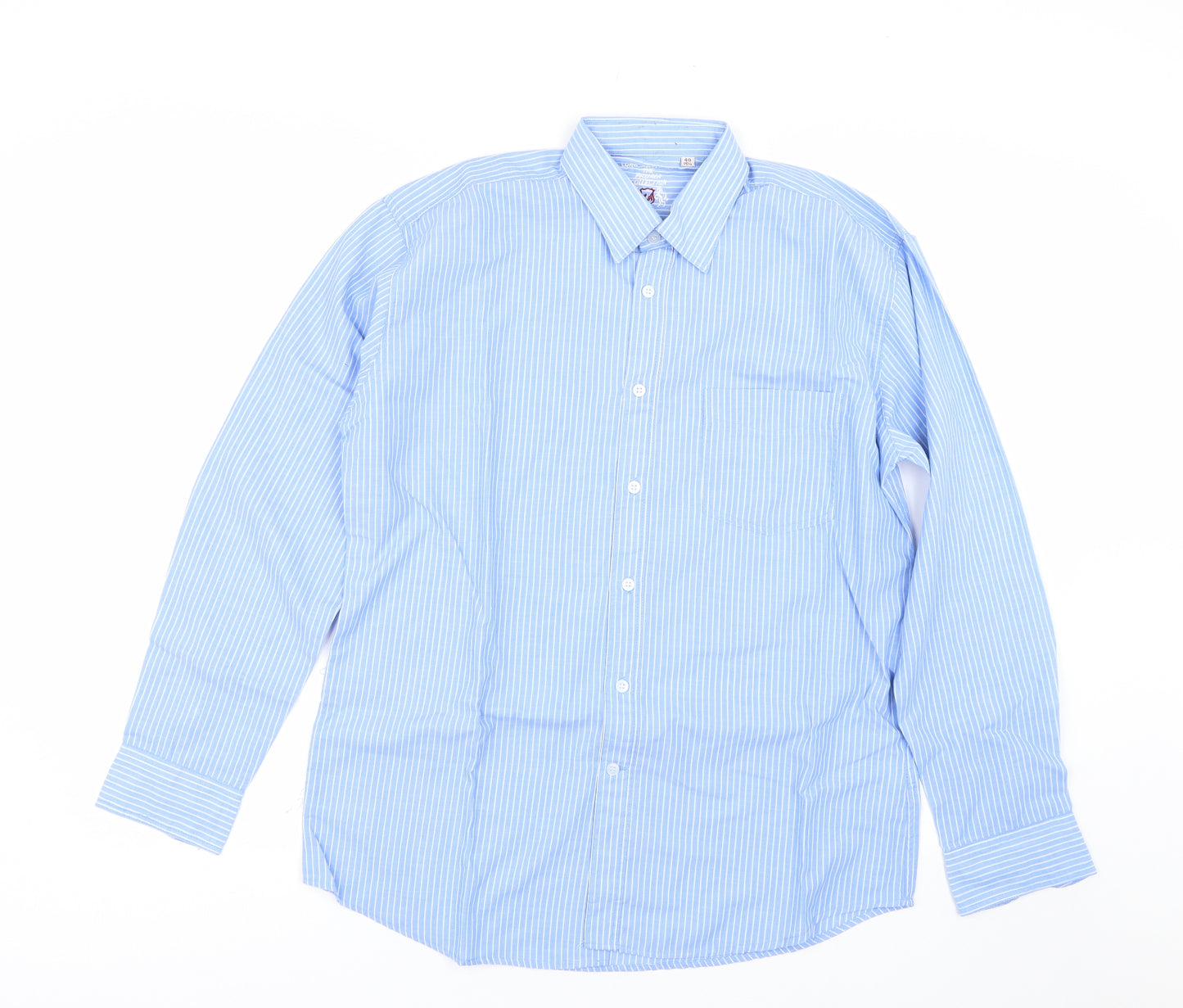 Lord Anthony Mens Blue Striped   Dress Shirt Size 15.5