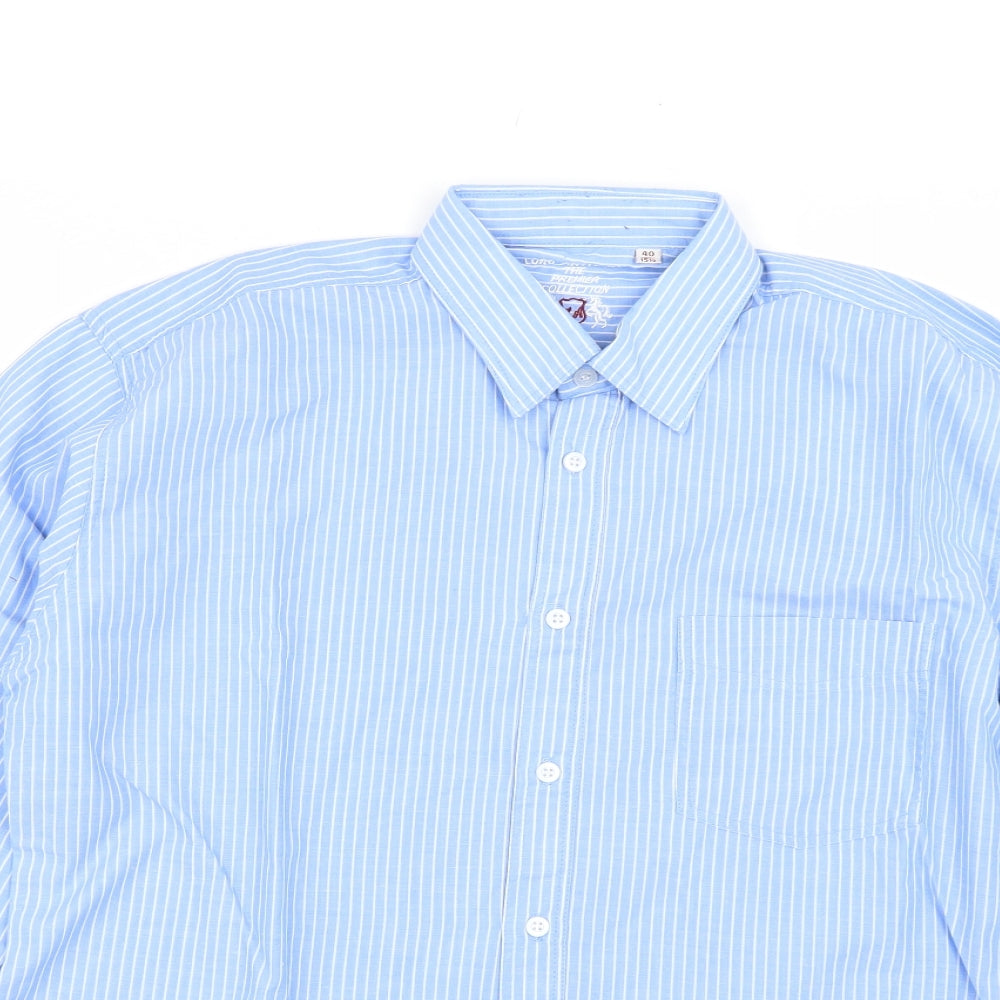 Lord Anthony Mens Blue Striped   Dress Shirt Size 15.5