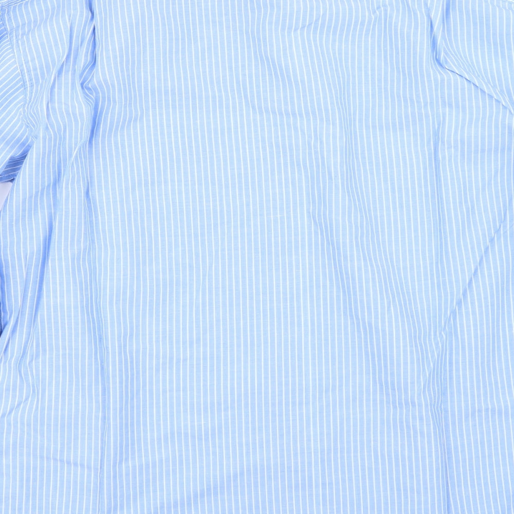 Lord Anthony Mens Blue Striped   Dress Shirt Size 15.5