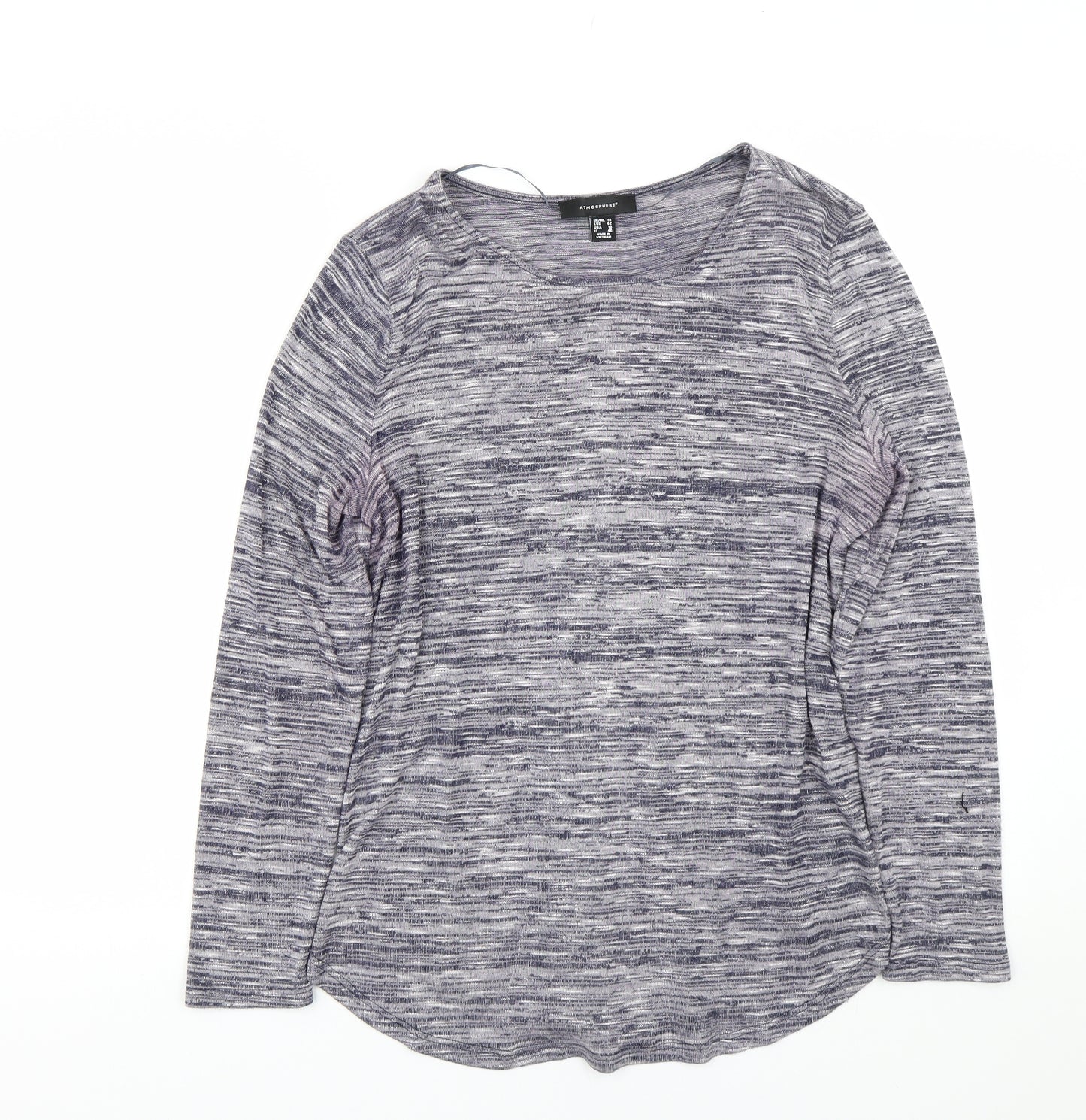 Atmosphere Womens Purple Striped  Basic T-Shirt Size 14