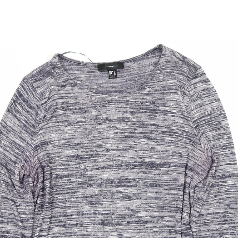 Atmosphere Womens Purple Striped  Basic T-Shirt Size 14