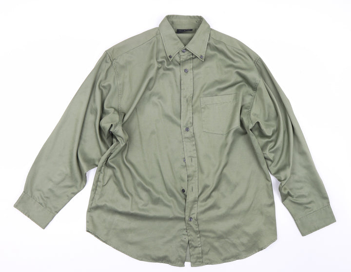 Ted Taylor Mens Green Button-Up Size L