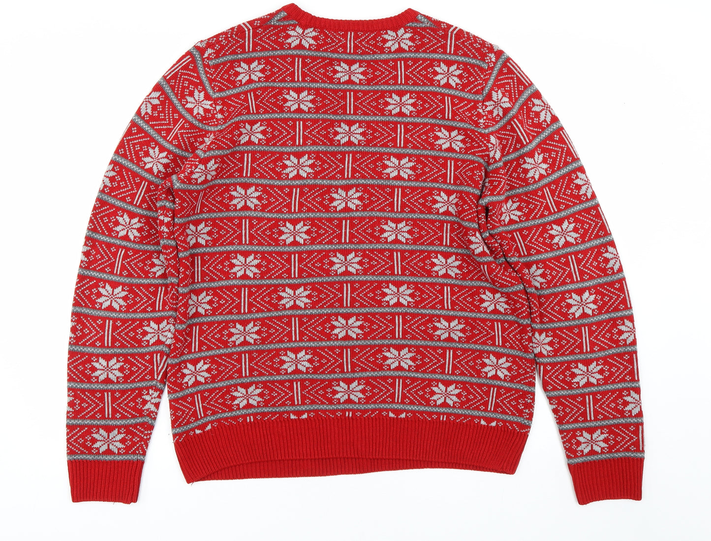 M&S Mens Red Fair Isle  Pullover Jumper Size M  - Christmas