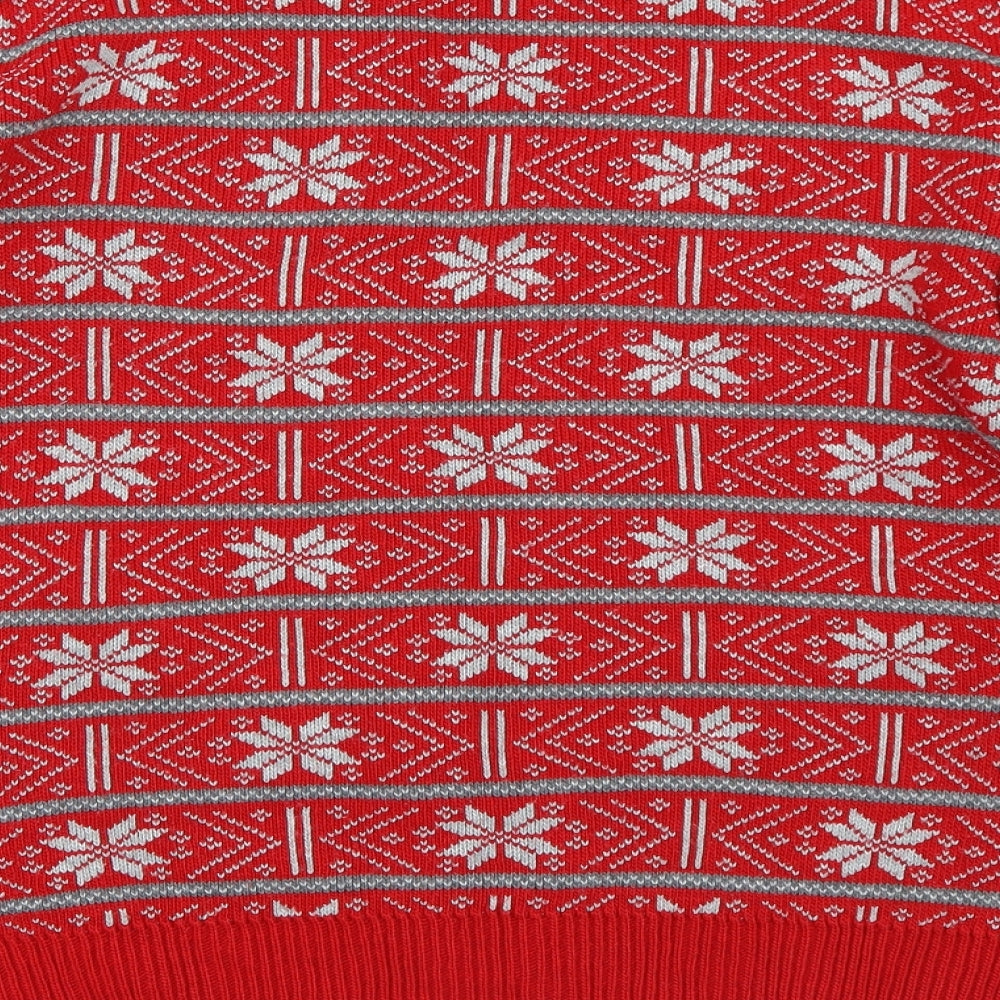 M&S Mens Red Fair Isle  Pullover Jumper Size M  - Christmas