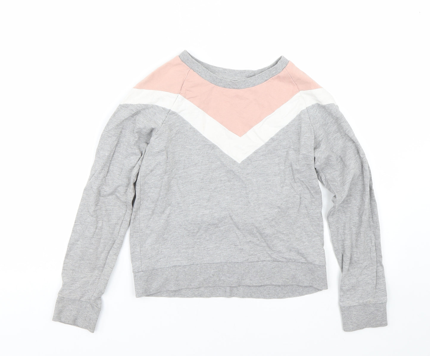 TU Girls Grey Striped  Pullover Sweatshirt Size 12 Years