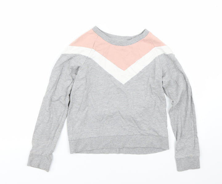 TU Girls Grey Striped  Pullover Sweatshirt Size 12 Years