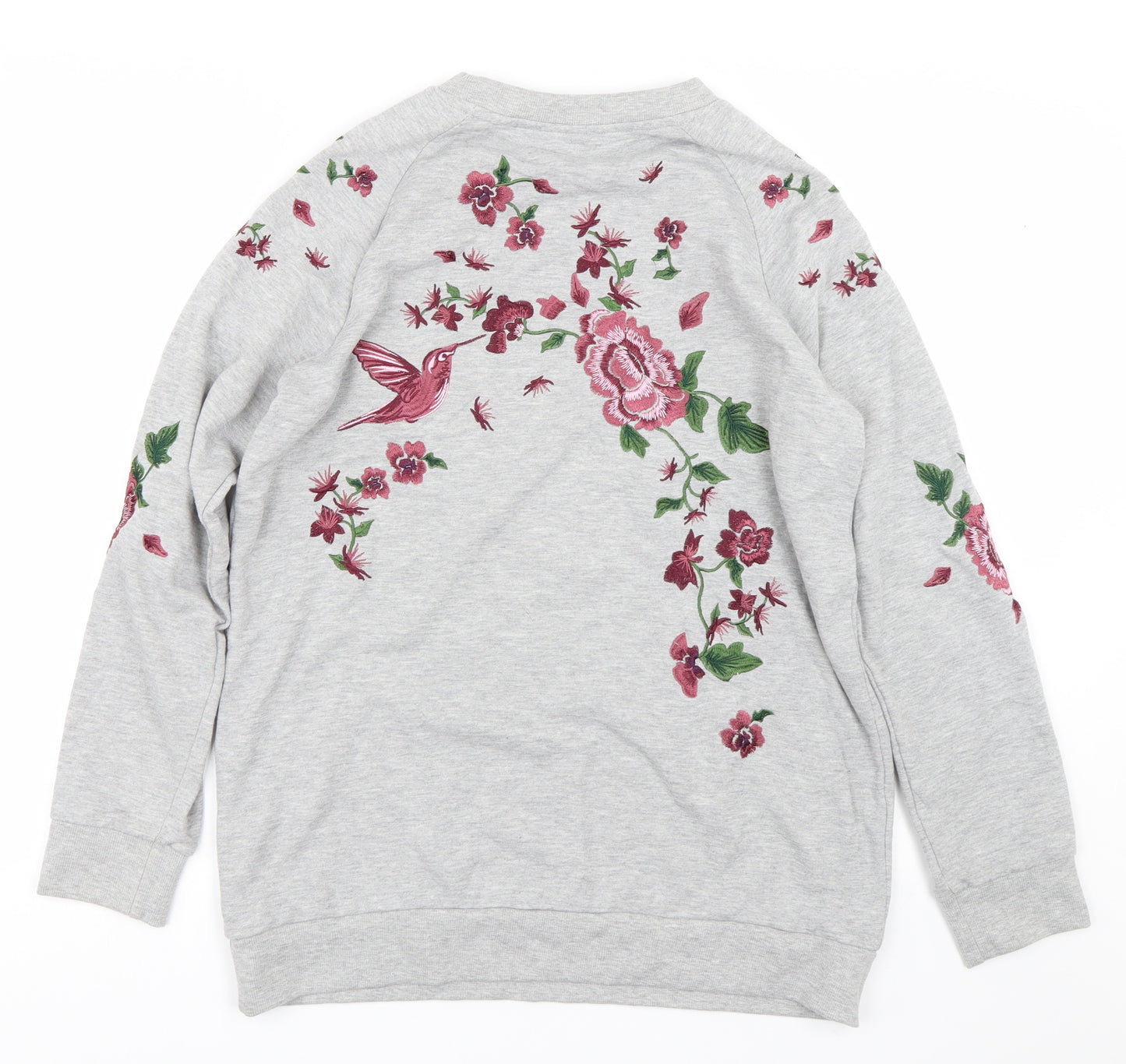 Golddigga Womens Grey Floral  Pullover Sweatshirt Size 14