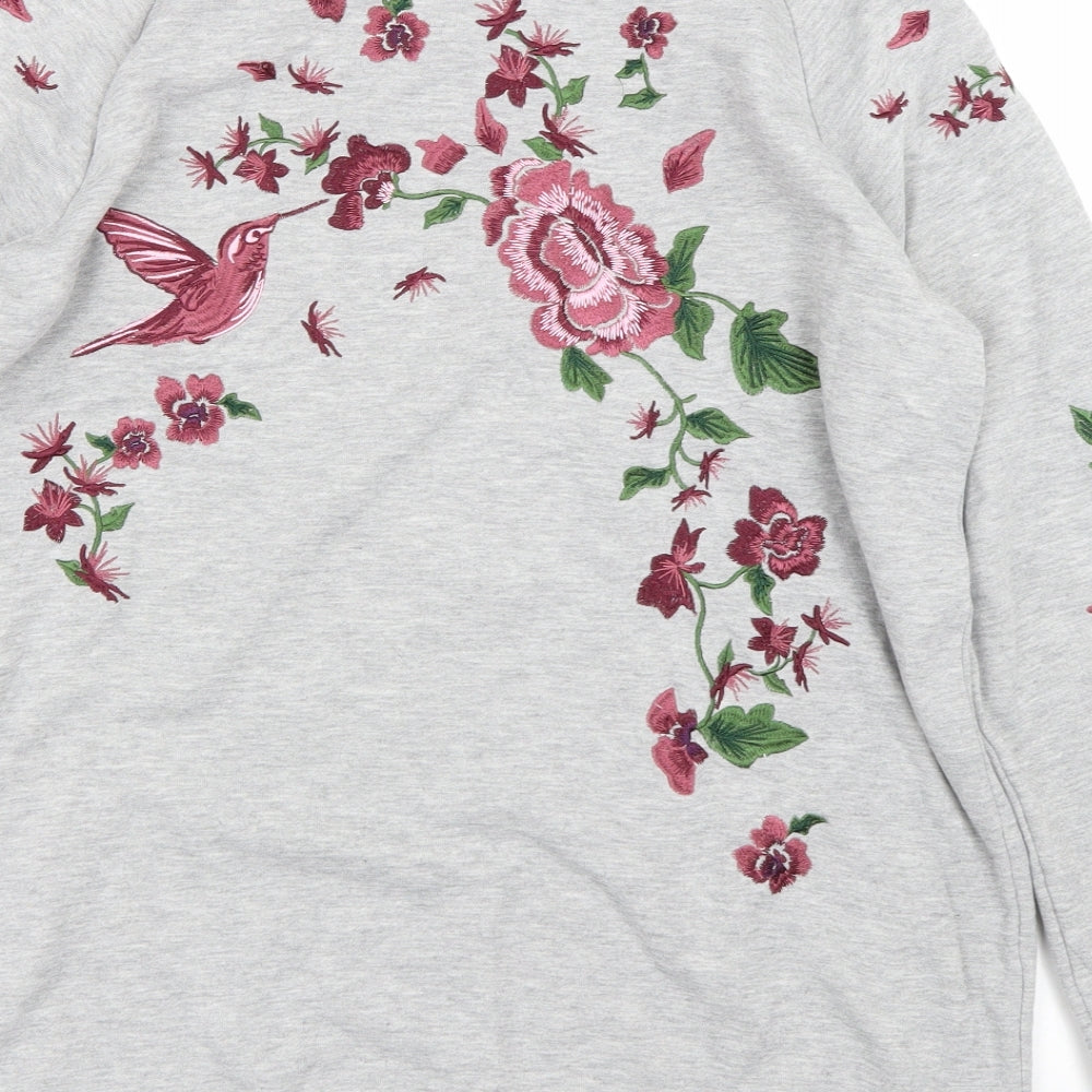 Golddigga Womens Grey Floral  Pullover Sweatshirt Size 14