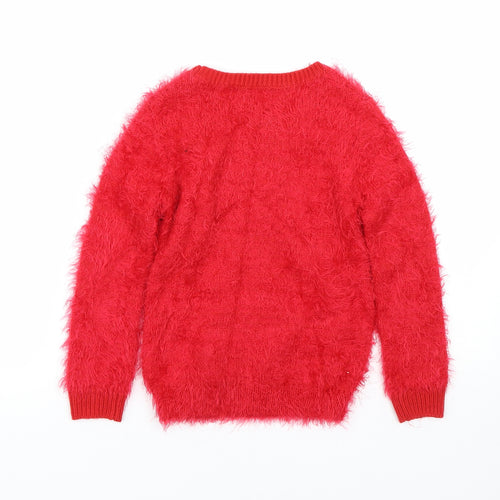 George Girls Red   Pullover Jumper Size 4-5 Years  - Christmas