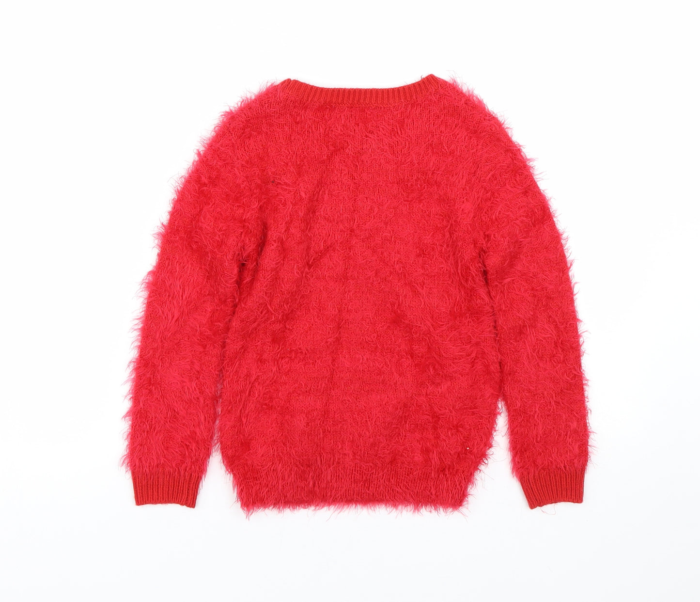 George Girls Red   Pullover Jumper Size 4-5 Years  - Christmas