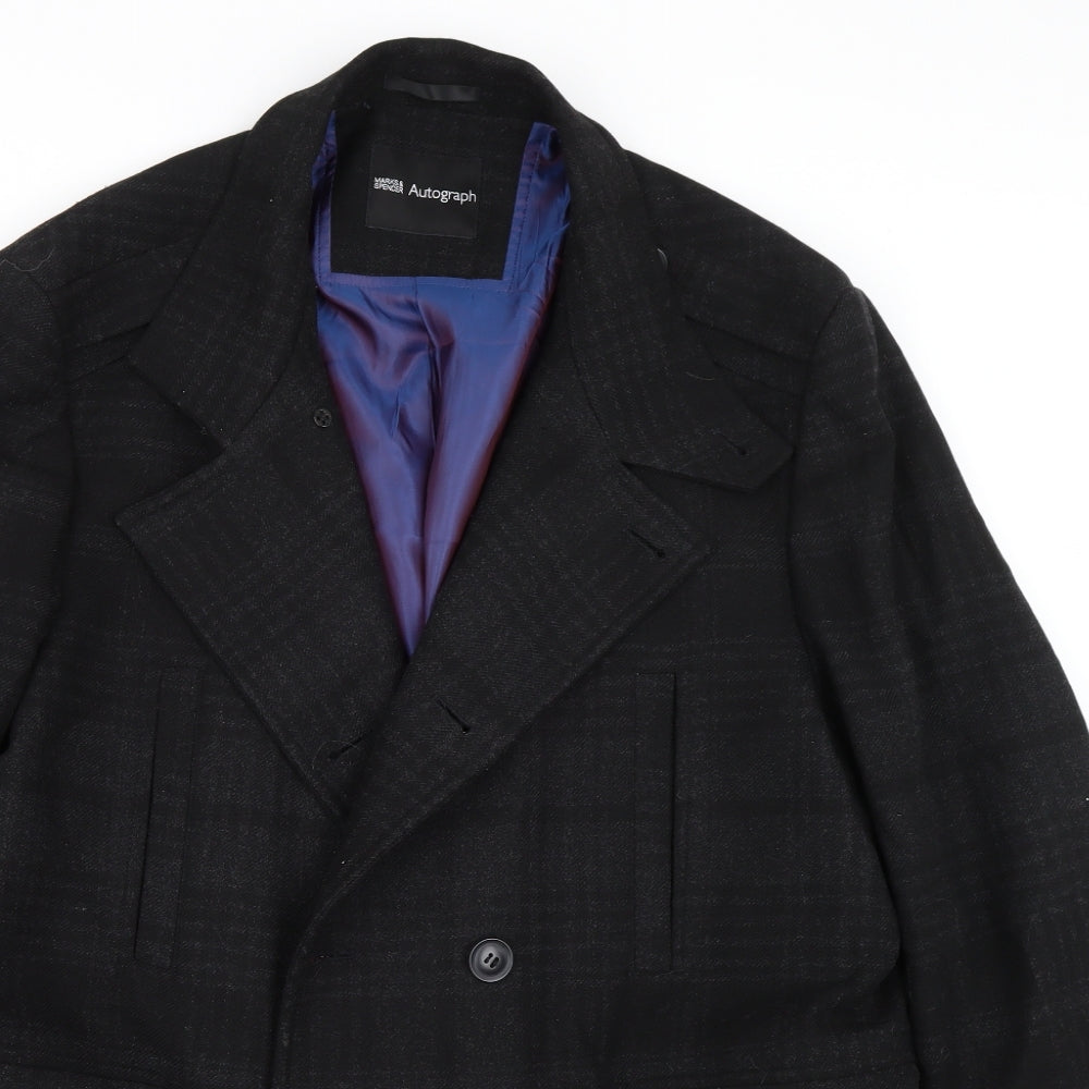 M&S Mens Black   Trench Coat Coat Size XL