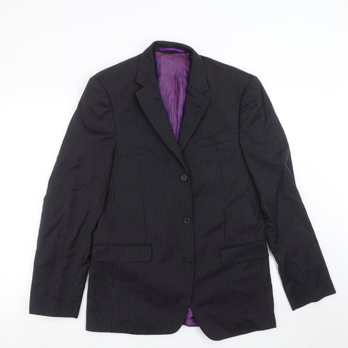 Alfred Brown Mens Blue Striped  Jacket Suit Jacket Size 38