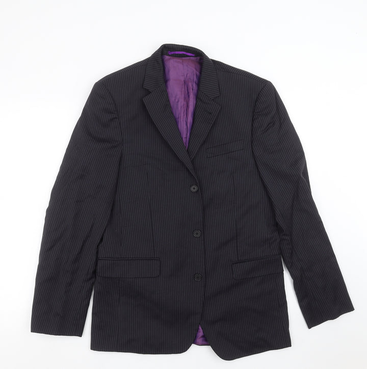 Alfred Brown Mens Blue Striped Jacket Suit Jacket Size 38