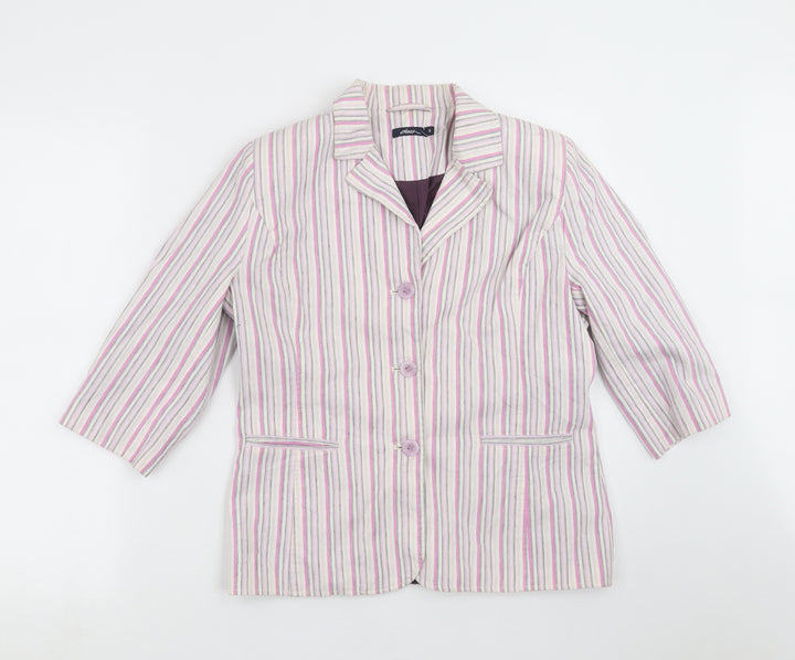 DASH Womens Pink Striped Jacket Blazer Size 10