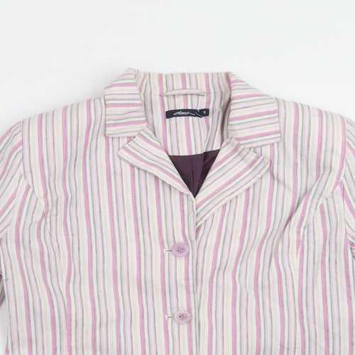 DASH Womens Pink Striped  Jacket Blazer Size 10