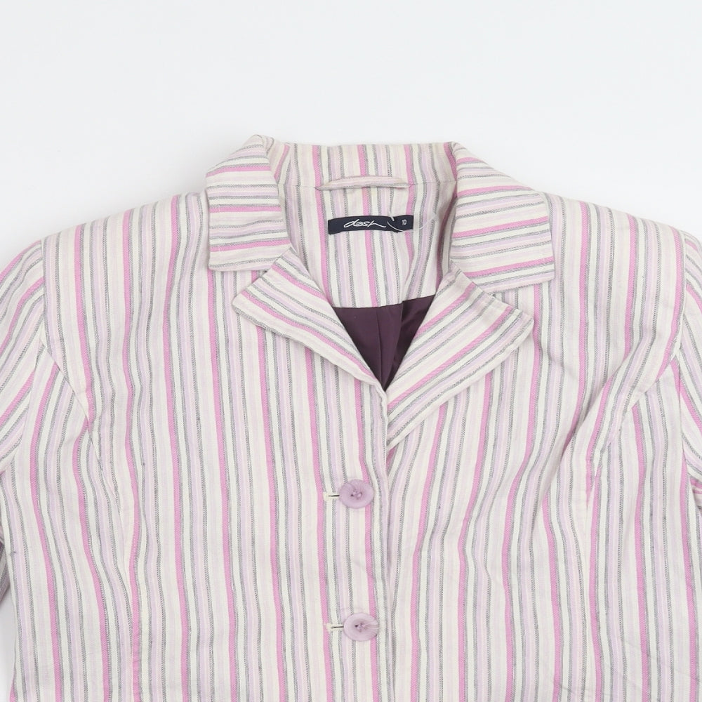 DASH Womens Pink Striped  Jacket Blazer Size 10