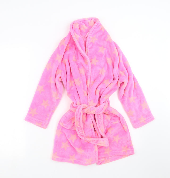 Young Dimension Girls Pink Geometric Top Robe Size 7-8 Years - Star Pattern