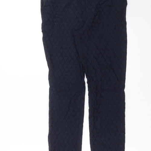 TU Womens Blue Geometric  Trousers  Size 10 L27 in