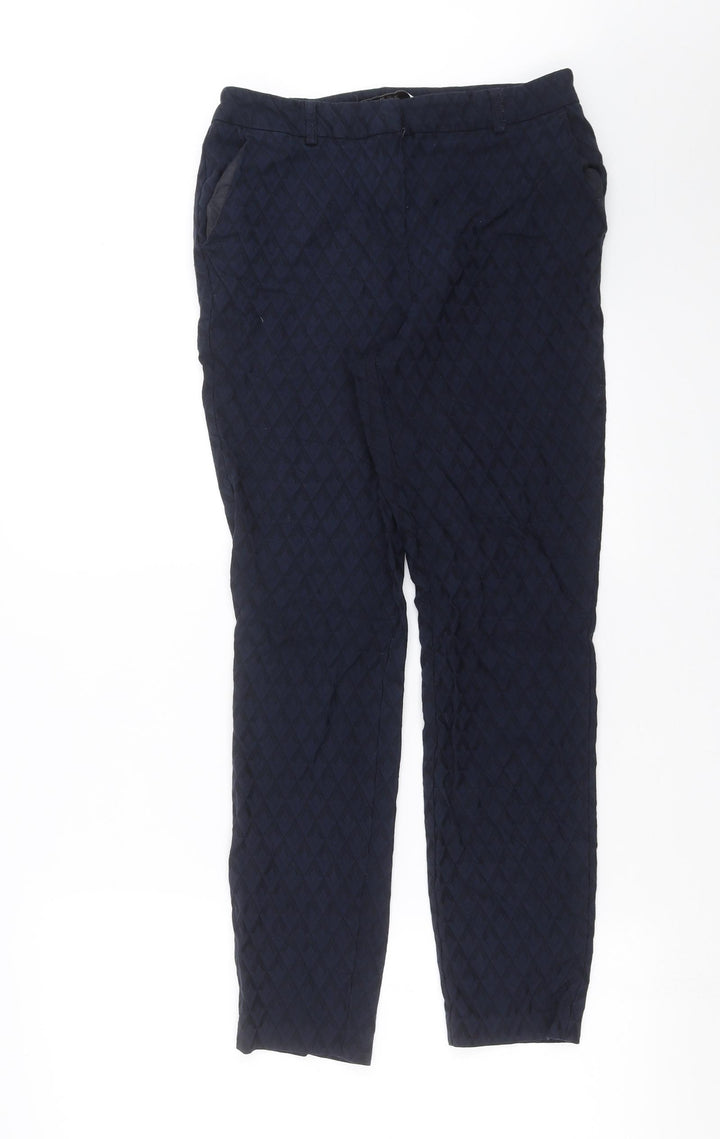 TU Womens Blue Geometric Trousers Size 10 L27 in
