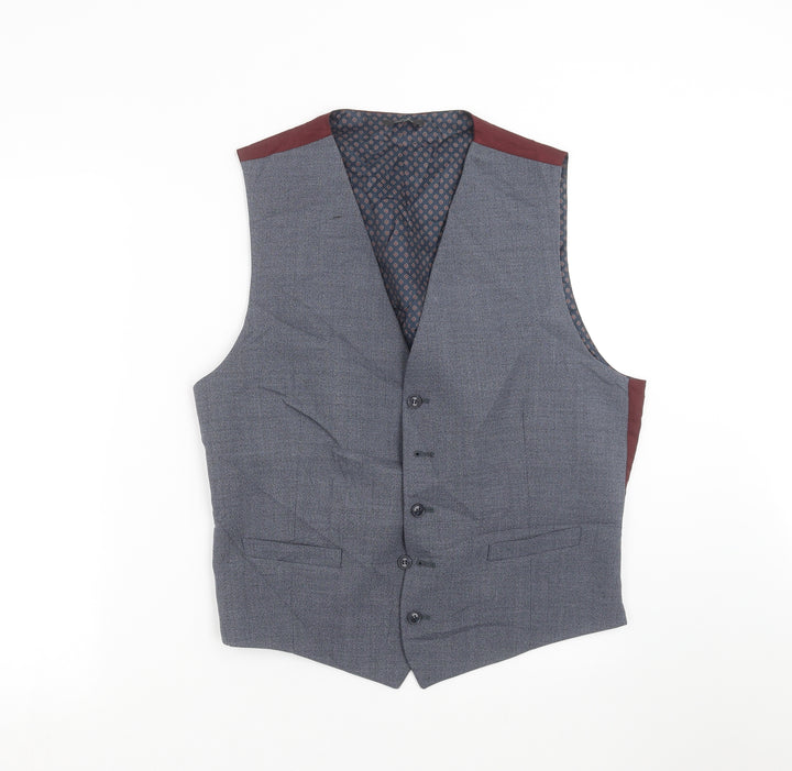 Marks and Spencer Mens Blue Jacket Suit Waistcoat Size L