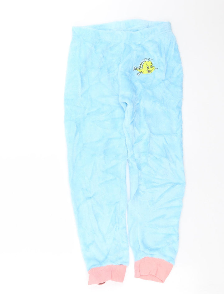 Disney Girls Blue Solid Pyjama Pants Size 7-8 Years - flounder