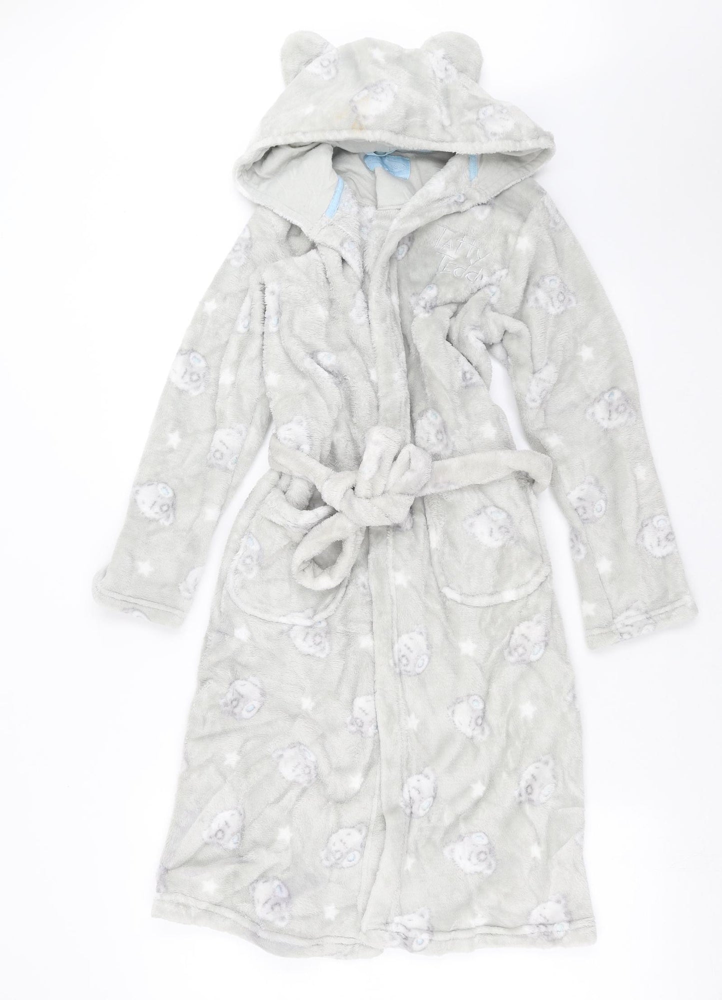 Marks and Spencer Girls Grey Solid   Robe Size 11-12 Years  - me to you