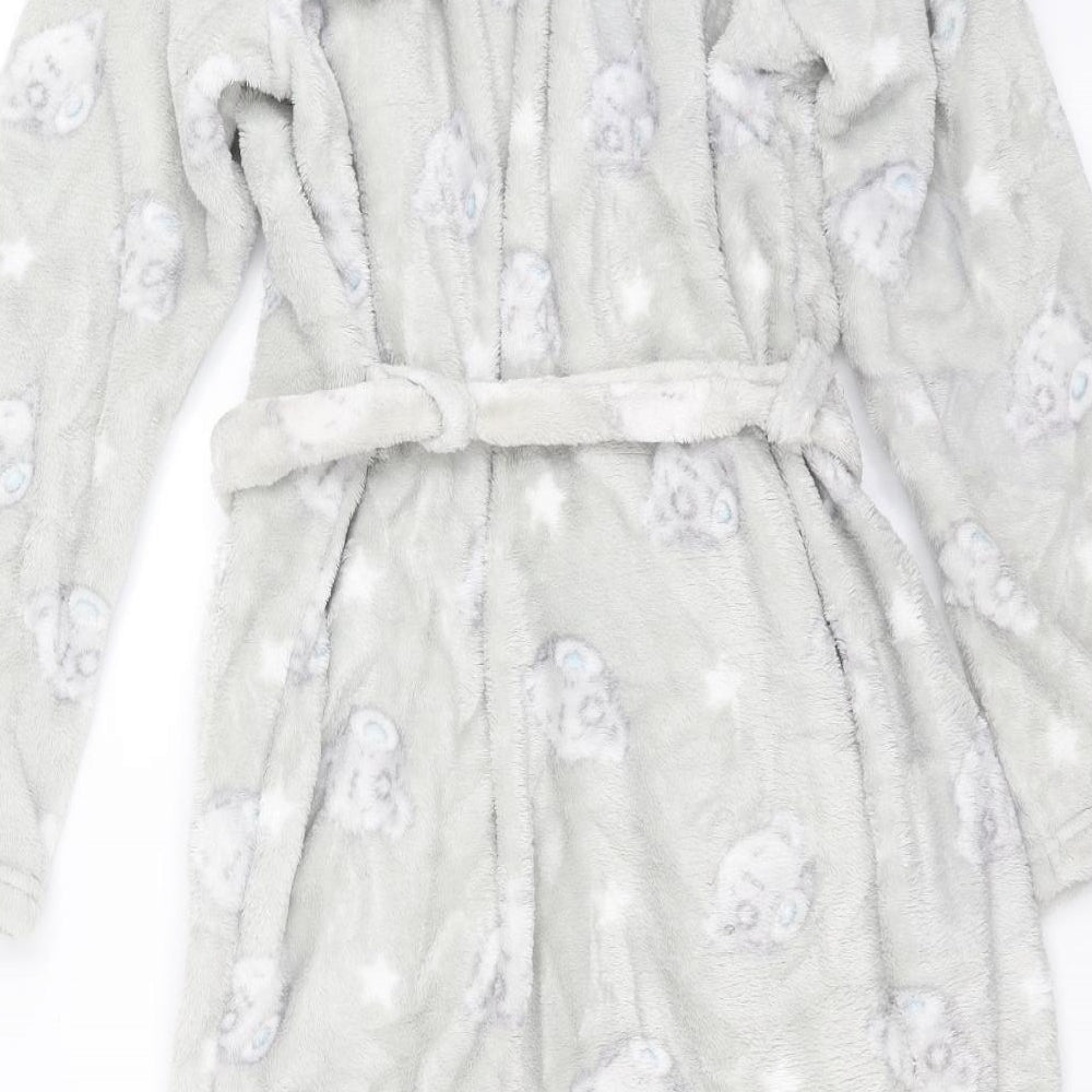 Marks and Spencer Girls Grey Solid   Robe Size 11-12 Years  - me to you