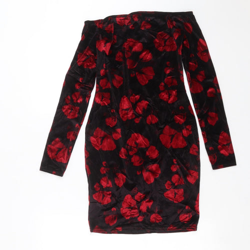 Boohoo Womens Black Floral  Mini  Size 8