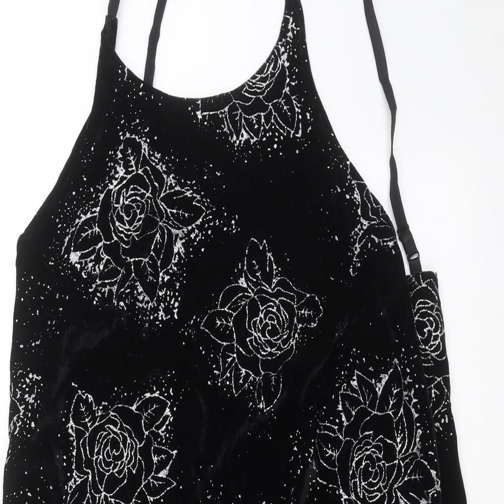 Motel Womens Black Floral  Mini  Size M