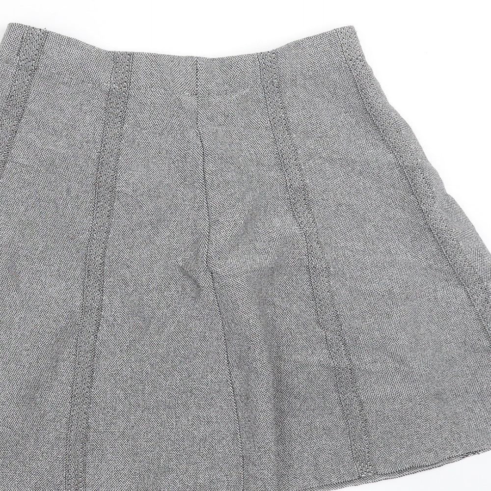 Zara Womens Grey Striped  Skater Skirt Size S
