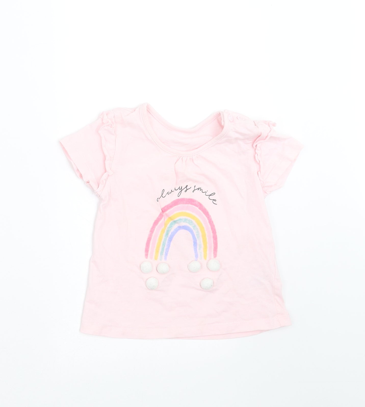 Matalan Girls Pink   Basic T-Shirt Size 12-18 Months  - rainbow