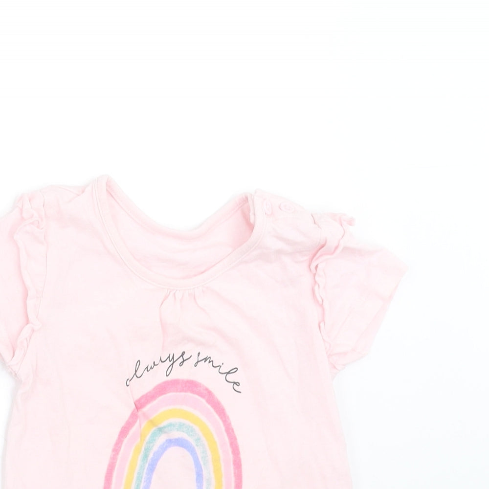Matalan Girls Pink   Basic T-Shirt Size 12-18 Months  - rainbow