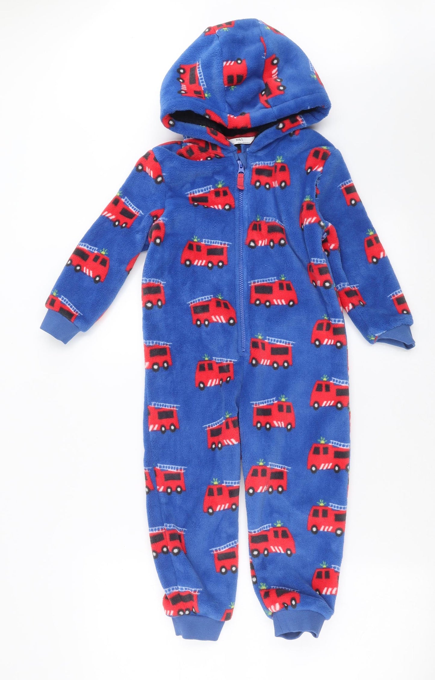 Marks and Spencer Boys Blue Solid   One Piece Size 4-5 Years  - fire engine onesie