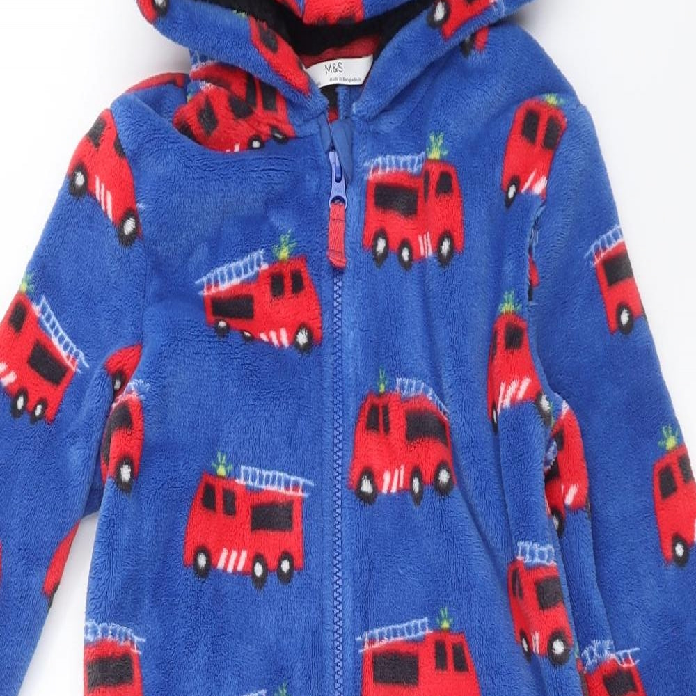 Marks and Spencer Boys Blue Solid   One Piece Size 4-5 Years  - fire engine onesie