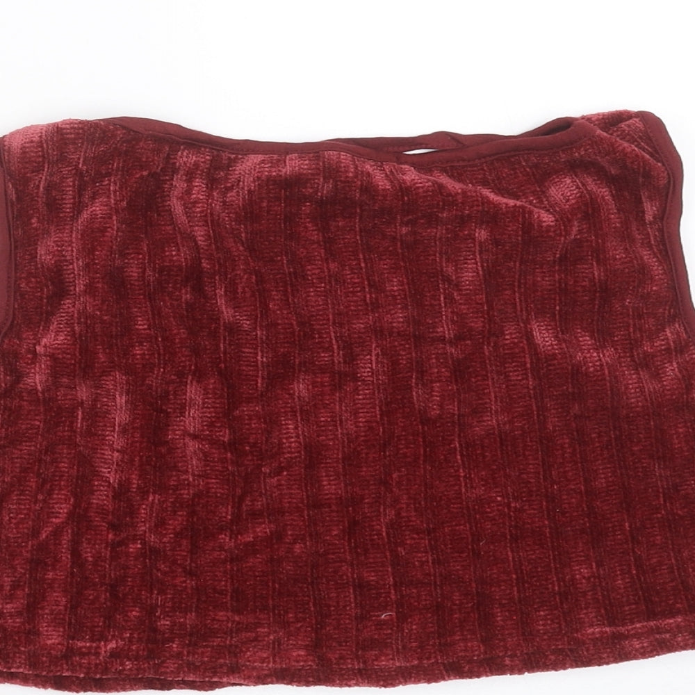 Misspap Womens Red Striped  Cropped T-Shirt Size 8