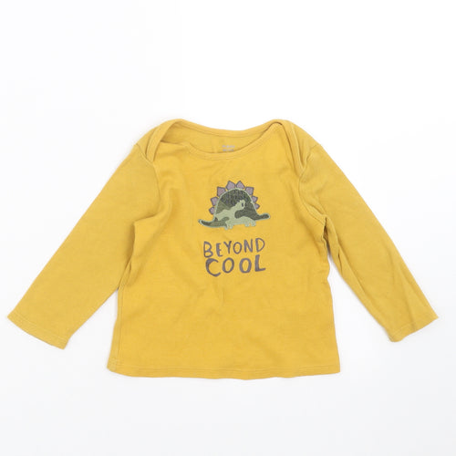 F&F Baby Yellow   Basic T-Shirt Size 9-12 Months  - dinosaur
