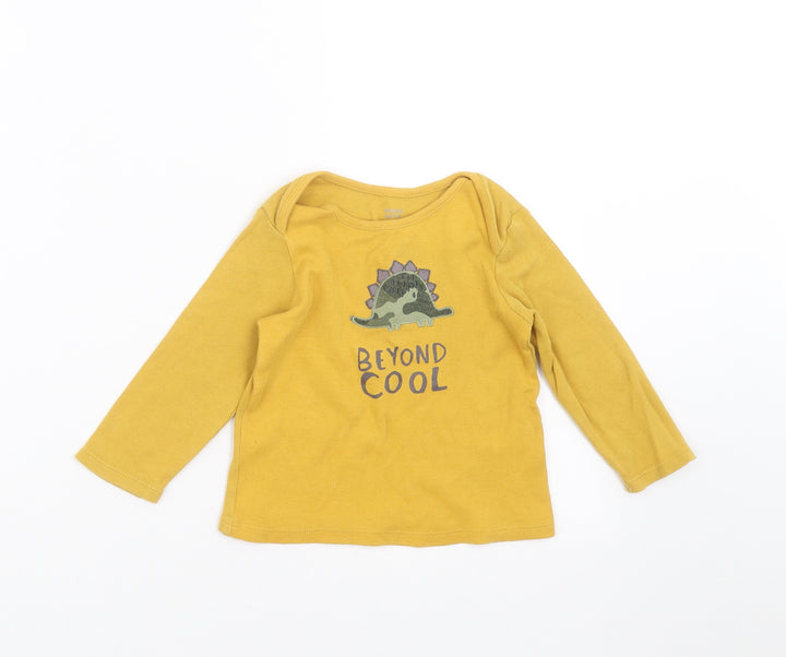 F&F Baby Yellow   Basic T-Shirt Size 9-12 Months  - dinosaur