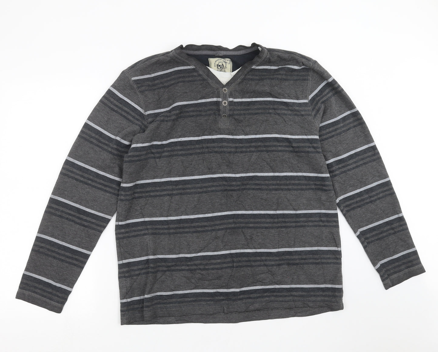 easy premium clothing Mens Grey Striped   T-Shirt Size XL