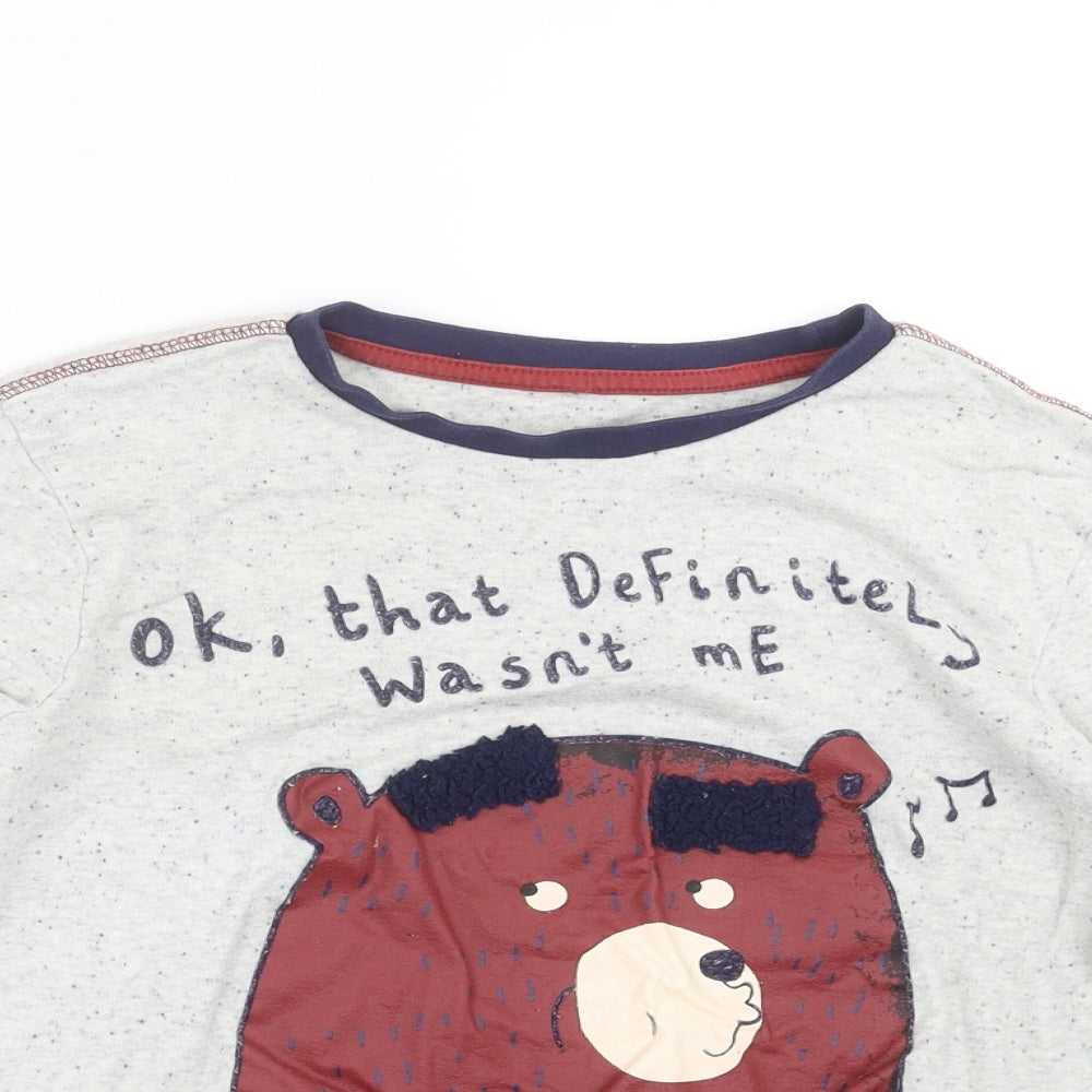 George Boys Grey Solid   Pyjama Top Size 11-12 Years  - bear