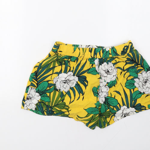Matalan Womens Yellow Floral  Paperbag Shorts Size 8
