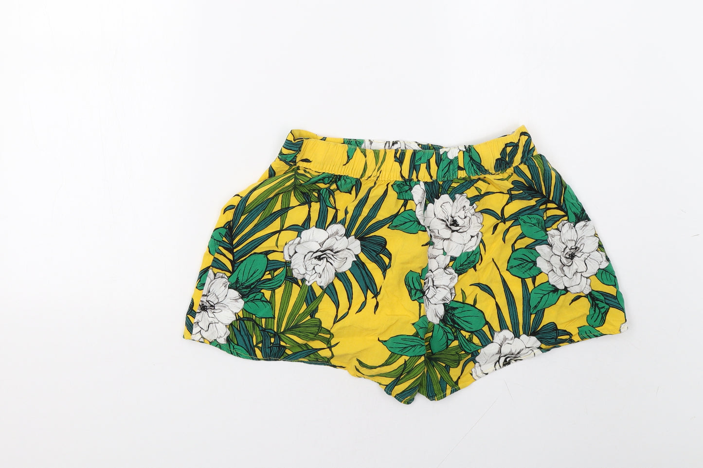 Matalan Womens Yellow Floral  Paperbag Shorts Size 8