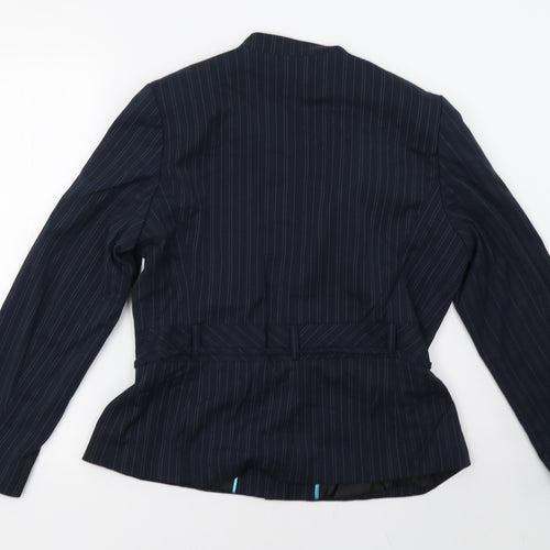 fliss Womens Blue Striped  Jacket Blazer Size 14