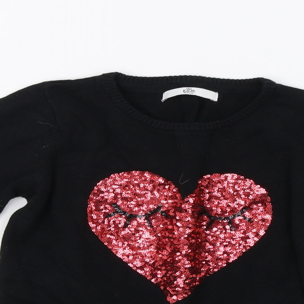 Marks and Spencer Girls Black   Pullover Sweatshirt Size 10-11 Years