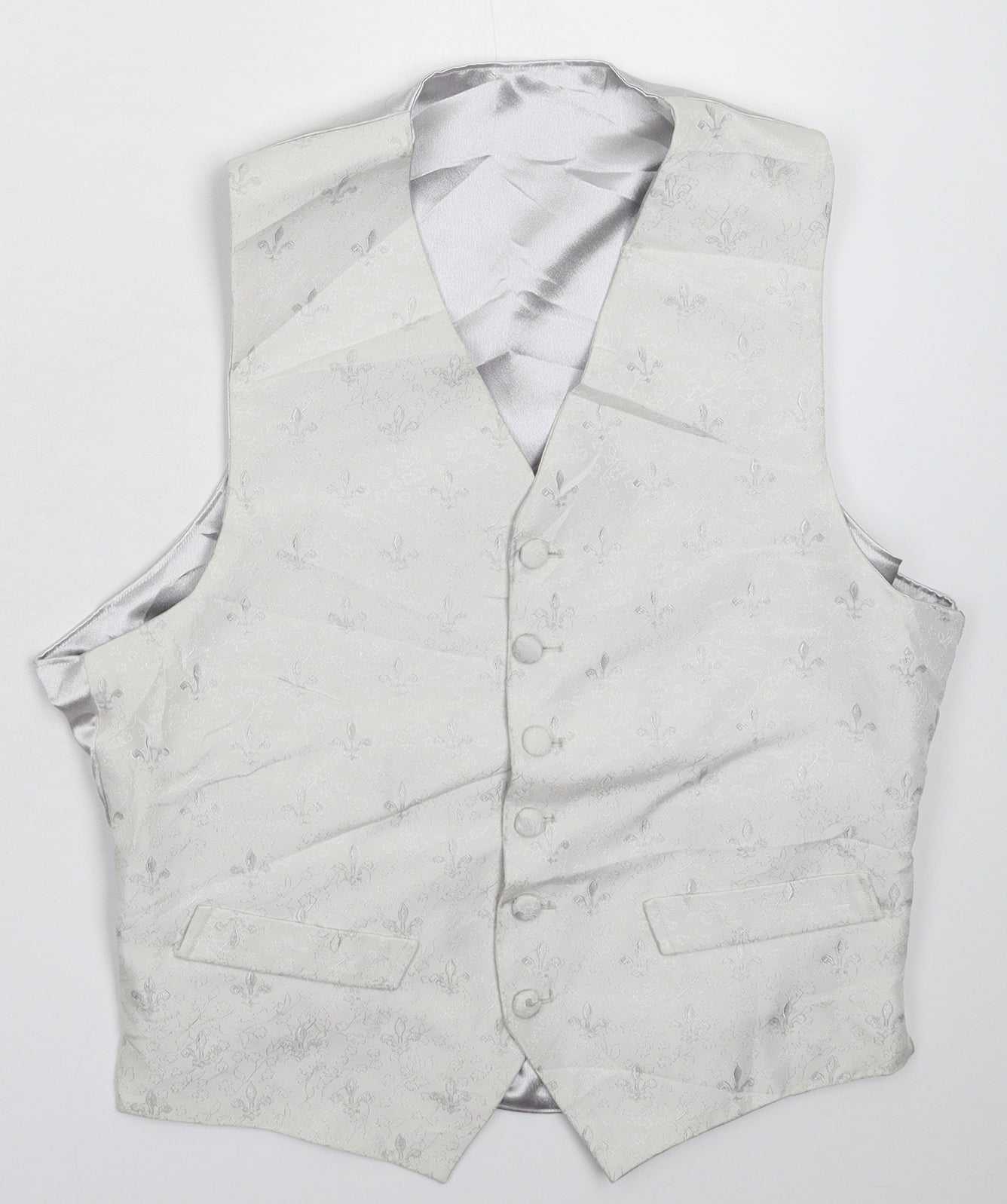 Preworn Mens Silver   Jacket Suit Waistcoat Size 40