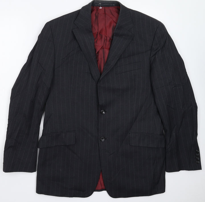Marks and Spencer Mens Grey Striped Jacket Suit Jacket Size 40