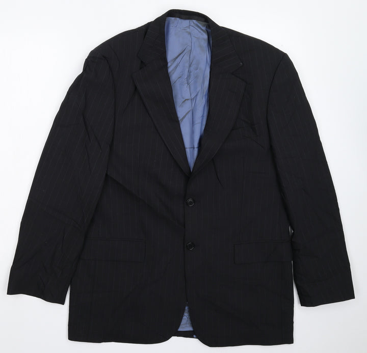 Marks and Spencer Mens Black Striped  Jacket Suit Jacket Size 40