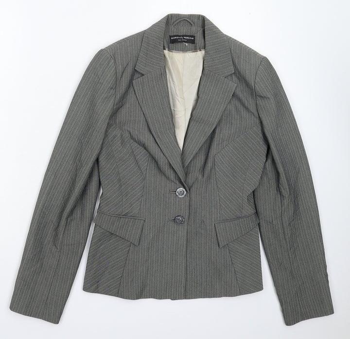 Dorothy Perkins Womens Grey Striped Jacket Suit Jacket Size 8