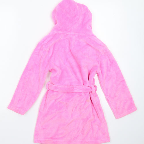 Preworn Girls Pink Solid Fleece Kimono Robe Size 6-7 Years